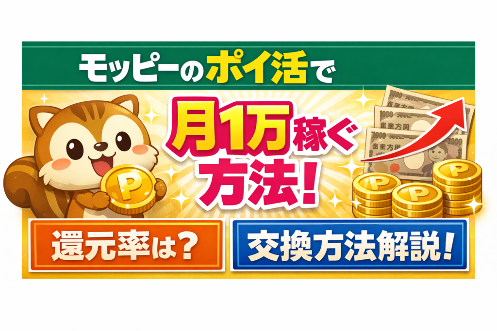 モッピーのポイ活で月１万稼ぐやり方！還元率と交換まで解説