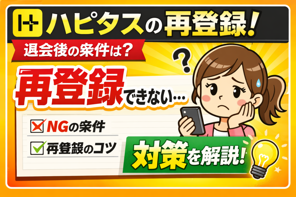 ハピタスの再登録!退会後の条件と再登録できない時の対策