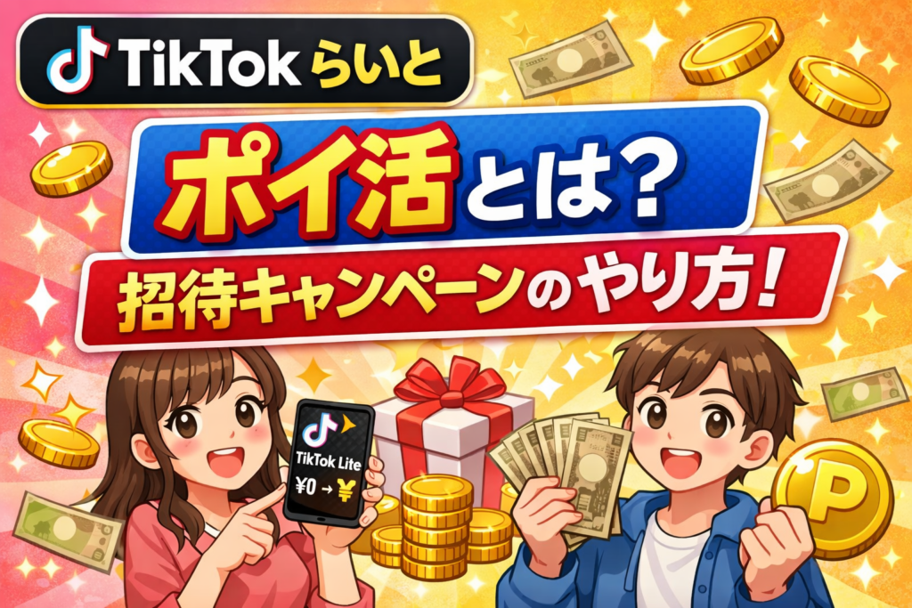 tiktok らいとのポイ活とは？招待キャンペーンのやり方！
