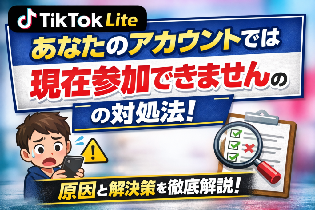 tiktokライト「あなたのアカウントでは現在参加できません」の対処法！