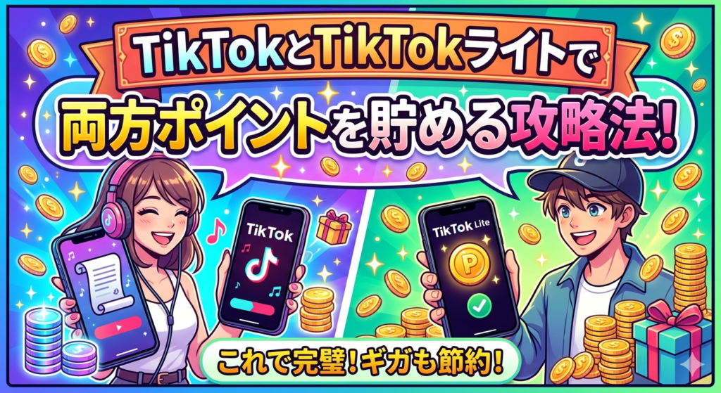TikTokとTikTokライトで両方ポイントを貯める攻略法!