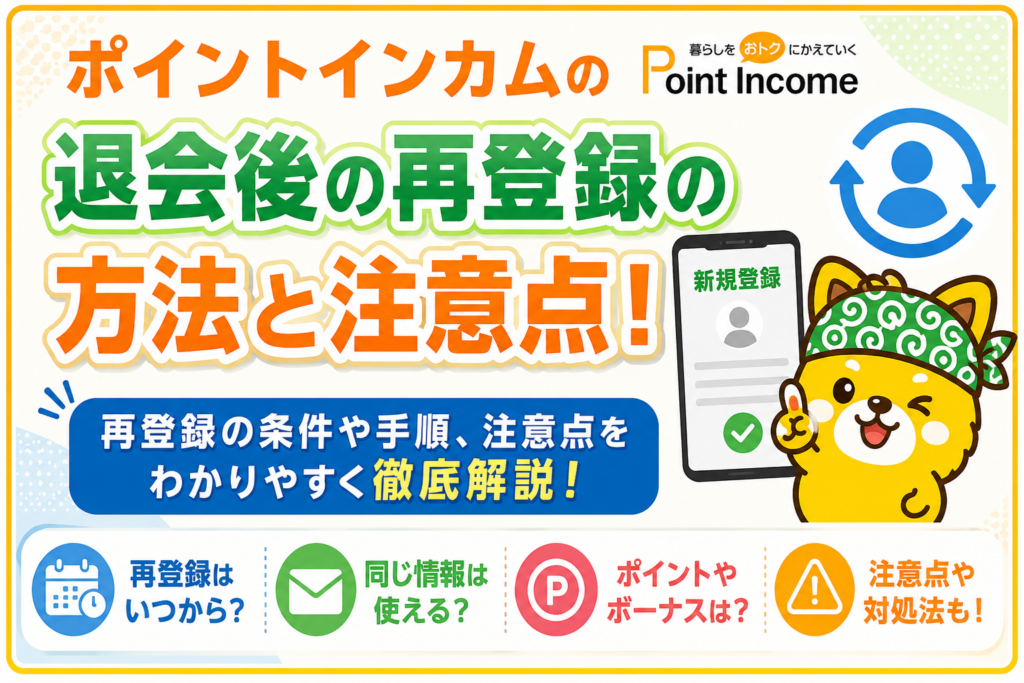 ポイントインカムの退会後の再登録の方法と注意点!