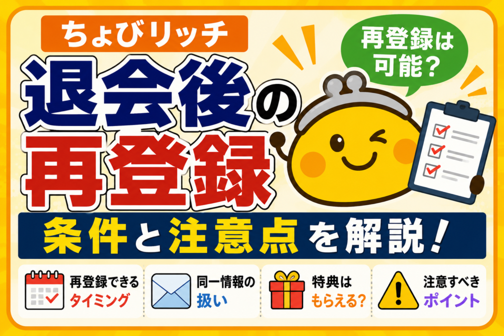 ちょびリッチ退会後の再登録の条件と注意点を解説!