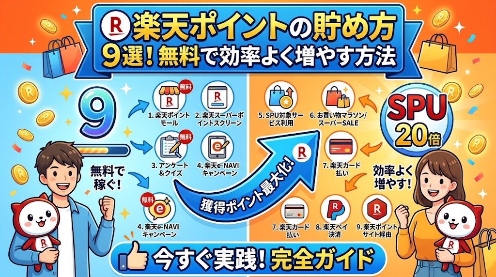 楽天ポイントの貯め方9選！無料で効率よく増やす方法を解説