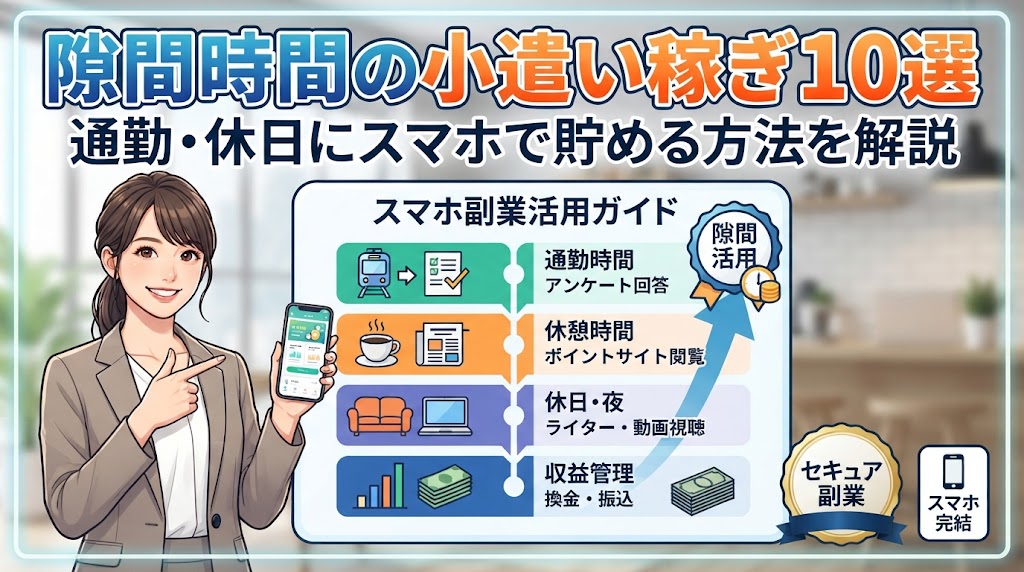 隙間時間の小遣い稼ぎ10選｜通勤・休日にスマホで貯める方法