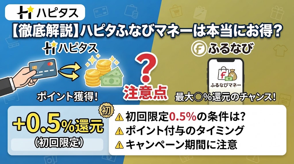 ハピタス経由のふるなびマネーは得？初回0.5％還元と注意点