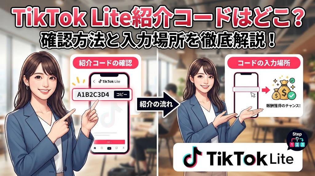 TikTok Lite紹介コードはどこ？確認方法と入力場所