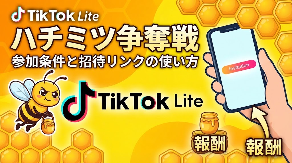 TikTok Liteハチミツ争奪戦の参加条件と招待リンクの使い方