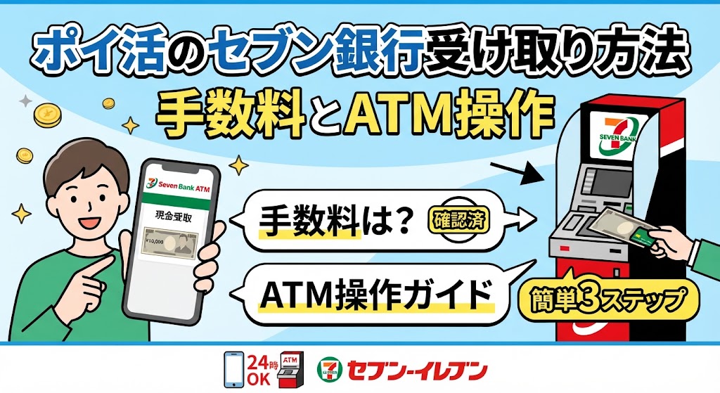 ポイ活のセブン銀行受け取り方法！手数料とATM操作