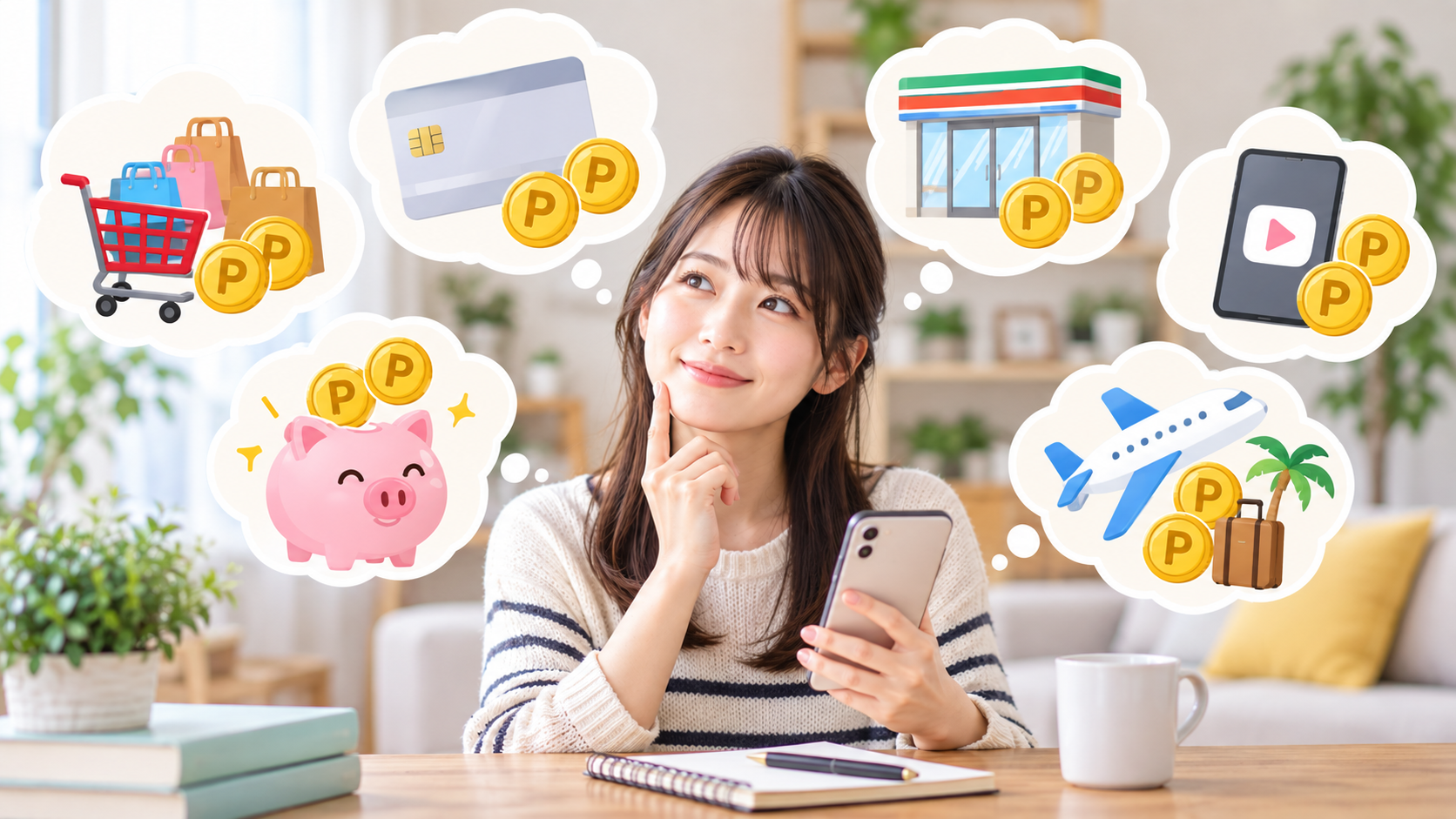 無理なく続けるポイ活と節約を意識した日常生活のイメージ