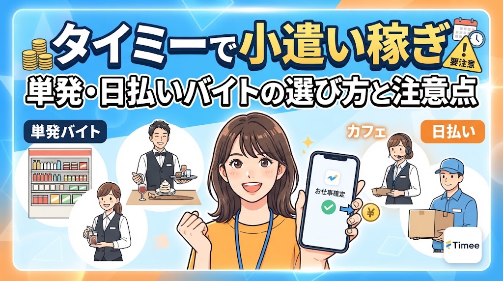 タイミーで小遣い稼ぎ｜単発・日払いバイトの選び方と注意点