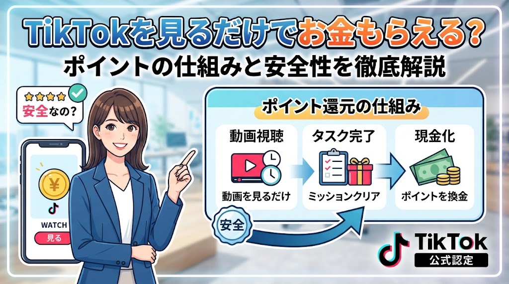 TikTokを見るだけでお金もらえるのは怪しい？ポイントの仕組みと安全性