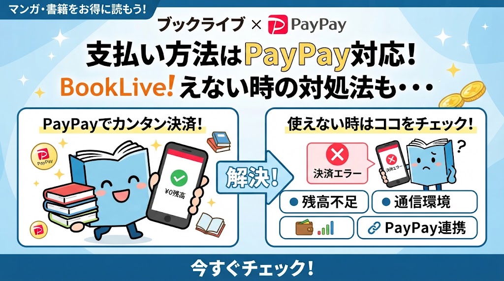 ブックライブの支払い方法はPayPay対応！使えない時の対処法