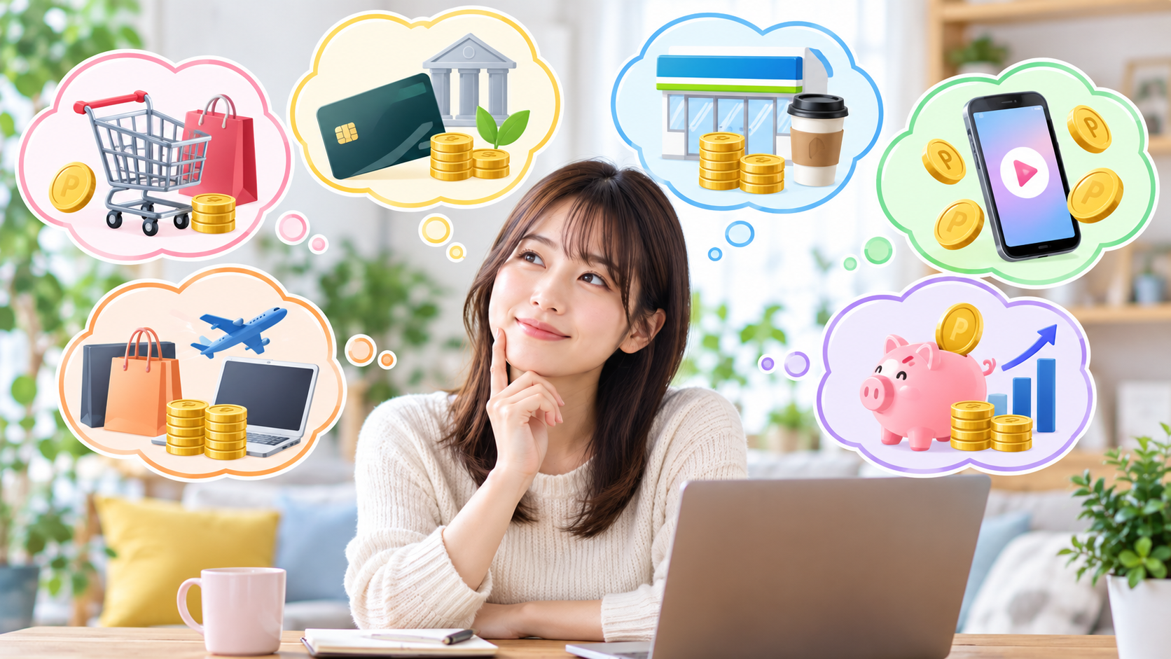 普段の買い物や支払いでポイントを貯めるポイ活のイメージ