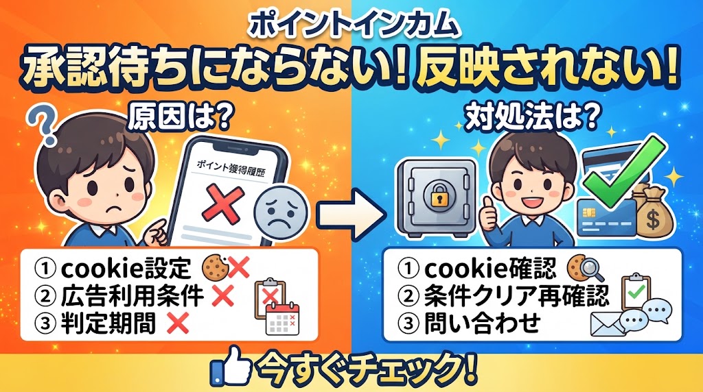 ポイントインカムで承認待ちにならない原因と反映なしの対処法